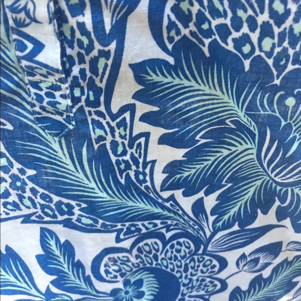 J .Crew cotton floral print light blue floral long sleeve print blouse HPx2 - Picture 2 of 11